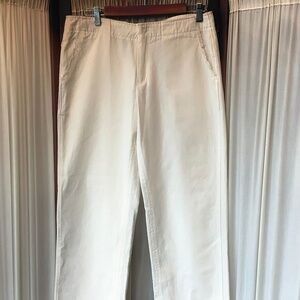 Leo & Sage Womens White Cotton Ankle Pants Wide Leg Fringe Pockets Size 8 NWT
